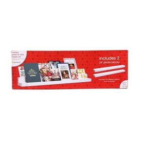 NEW Holiday Photo and Card Holder Set White Decor Shelf Table Display Mantel